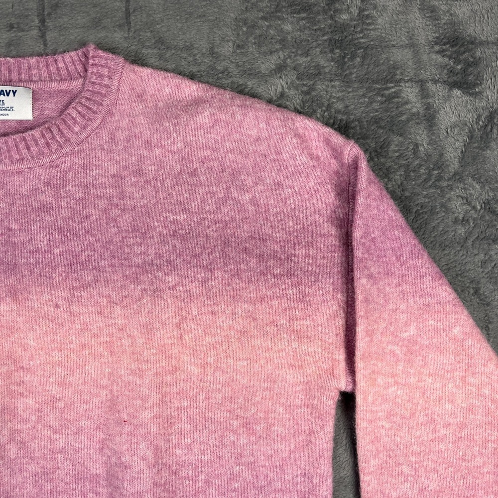 Old Navy Womens XS Petite Pink Gradient Ombre Pullover Crew Neck Knit Sweater - Picture 3 of 14